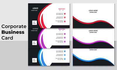 Business card design, visiting card, business card template,Double-sided creative business card template, profeesional business card design with red,black , violet and blue color variation.