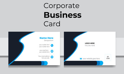 Corporate business card, modern and minimalist business card, visiting card, Clean professional business card template with black,blue color variation. 