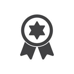 Gold medal icon in flat style. Trophy award vector illustration on isolated background. Winner sign business concept.