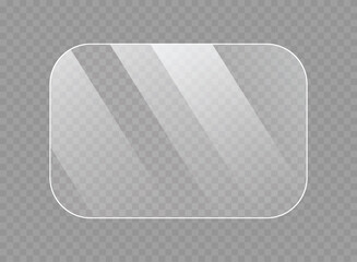 Glass plate icon in flat style. Realistic window vector illustration on isolated background. Clear glass showcase sign business concept.