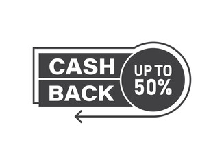 Cashback 50 percent icon in flat style. Money back label vector illustration on isolated background. Cash back poster sign business concept.