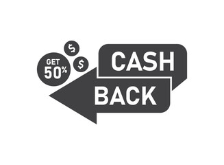 Cashback 50 percent icon in flat style. Money back label vector illustration on isolated background. Cash back poster sign business concept.