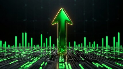 Green Arrow Upward Trend  Digital Growth  Tech Success