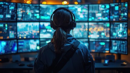 Obraz premium Individual monitoring data on multiple screens.