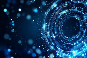 Futuristic abstract background with glowing circles and a digital blue pattern,Generated By Ai