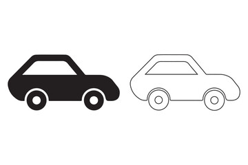 Car icon silhouette and outline on a white background