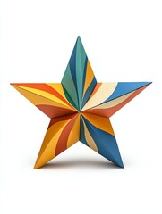 Obraz premium A colorful, three-dimensional star sculpture featuring vibrant, swirling patterns and a playful design.