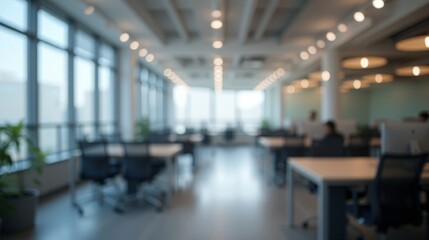 Abstract Blurred Office Interior with Defocused Effect for Business Concept Background