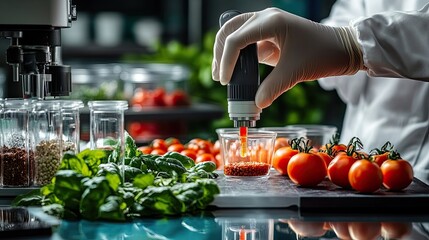 Advanced food science laboratory testing nutritional values ingredients state-of-the-art equipment designed to analyze optimize food health well-being