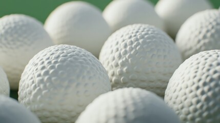 Close-up of multiple white textured spheres.