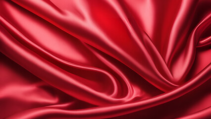 Obraz premium A sophisticated red satin fabric backdrop, known for its smoothness, appropriate for celebration, ceremony, and event invitations