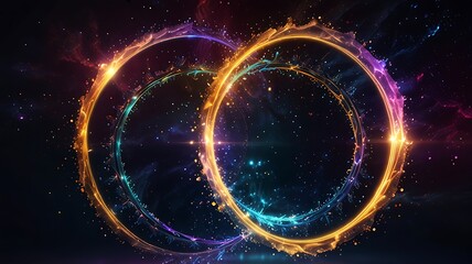 Fototapeta premium Radiant astral gate concept featuring circular glowing patterns forming a gateway into a celestial realm