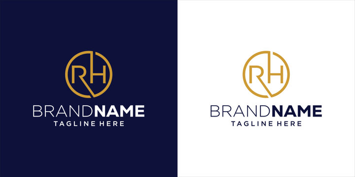 Creative Monogram Logo Design Letter RH Circle, Design Inspiration, Illustration, Vector