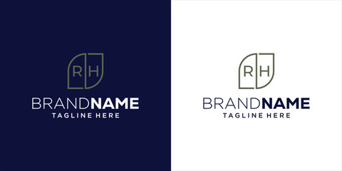 Creative RH Letter Logo Design with Leaf, Design Inspiration, Illustration, Vector