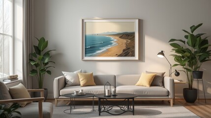 Stylish Interior Decor Featuring Abstract Art Frame Against a Modern Wall