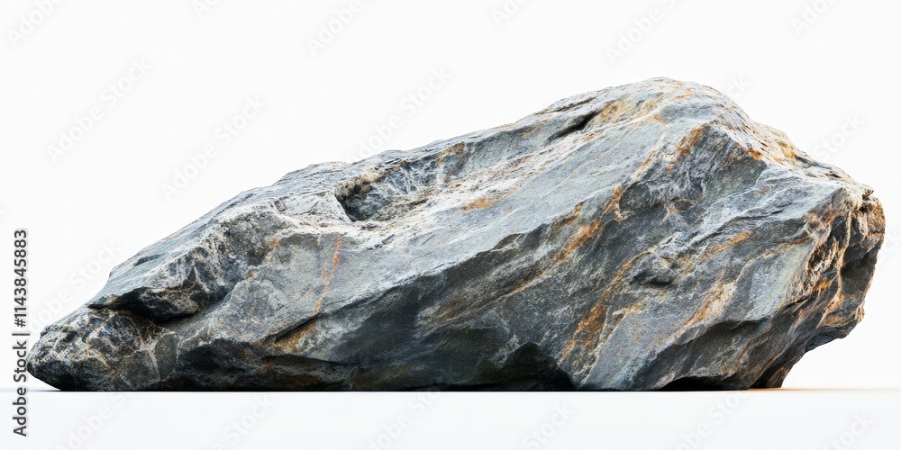 Aufkleber Rock isolated on a white background, showcasing the unique textures and features of the stone. This rock isolated on white background emphasizes the details of natural formations.