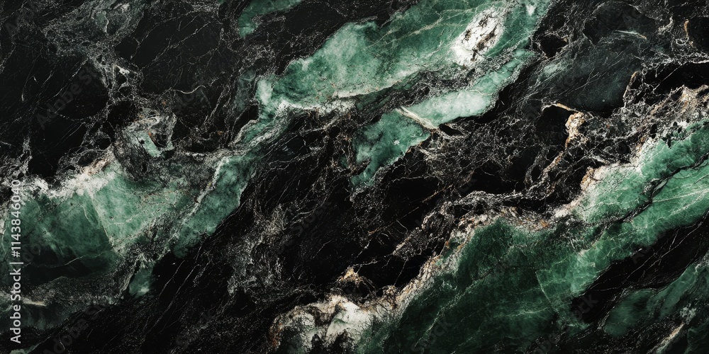Leinwandbilder Abstract black and green marble texture displaying a grunge dark background, perfect for creating a striking visual impact with its unique blend of colors and patterns in the marble texture.