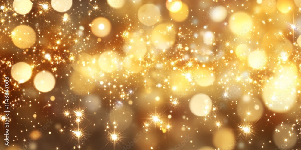 Poster christmas background featuring a festive golden abstract design filled with shimmering bokeh defocus
