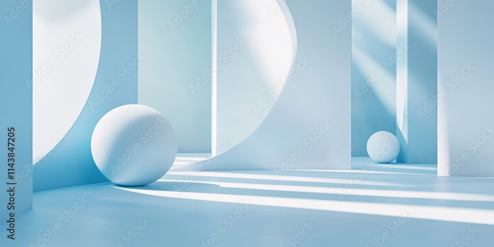 Poster graphic light blue elements create a striking contrast on a clean white background, emphasizing the 