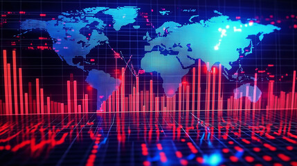 Dynamic Stock Market Graphs with a World Map Backdrop
