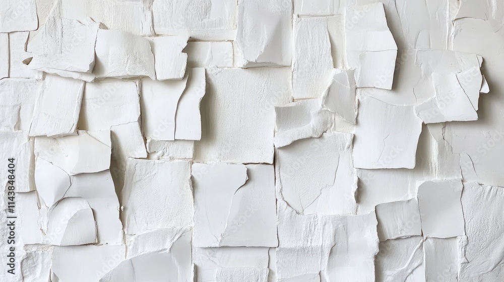 Aufkleber textured white wall displaying a unique array of layered and peeling paint in an artistic arrangemen