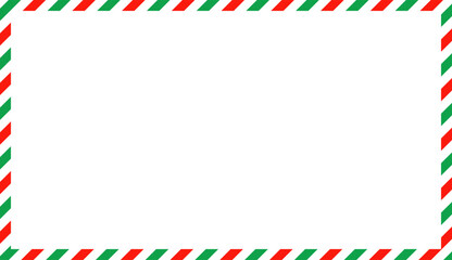 Christmas Red Green White Colorful Line Stripe Border. Decorative Xmas Festival Frame Vector Illustration