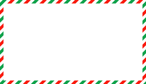Christmas Red Green White Colorful Line Stripe Border. Decorative Xmas Festival Frame Vector Illustration