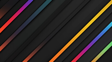 Obraz premium Abstrakte 3D-Komposition mit dynamischen schwarzen Balken Hintergrund, durchzogen von lebendigen Farbakzenten. Modern und minimalistisch