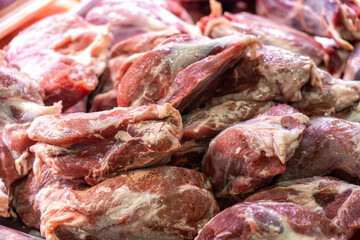 Fresh Cuts of Meat Displayed at a Local Market