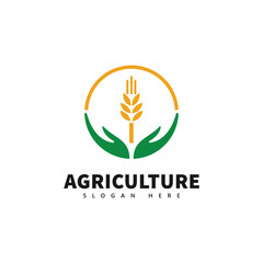 Hands Holding Wheat - Sustainable Farming Logo Design