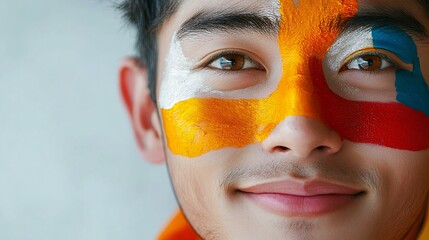 Colorful Face Paint Portrait Young Man Abstract Art