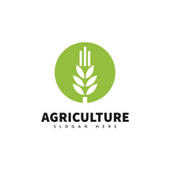 Wheat Icon in Green Circle - Agriculture  Logo Design