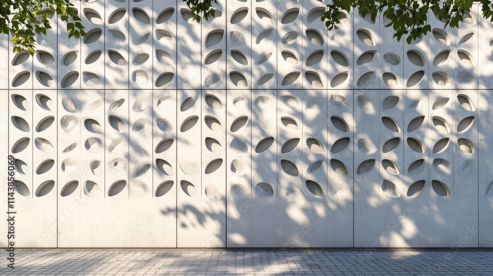 Poster elegant decorative wall with abstract leaf patterns and soft shadow play, highlighting modern archit