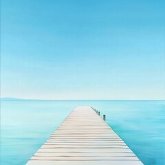Fototapeta premium A picturesque pier stretching into a calm, turquoise sea under the sun