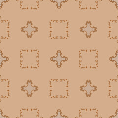 Seamless abstract geometric pattern with ornaments Beige and brown background for fabric banners home decor surface design packaging