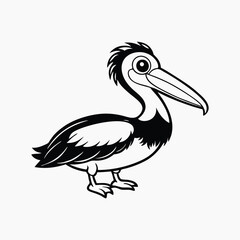 Fototapeta premium Cute pelican cartoon style, Vector cartoon illustration isolated on white background