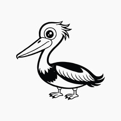 Black silhouette Pelican Bird Vector art illustration isolated on white background
