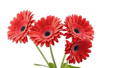 Vibrant Red Gerbera Daisies on White Background