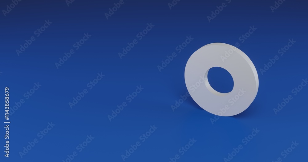 Poster isolated realistic white record media symbol with shadow. located on the right side of the scene. 3d
