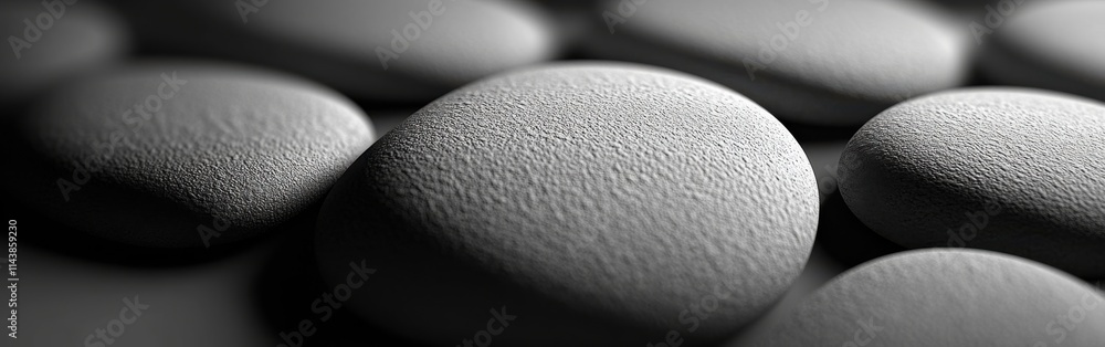 Aufkleber Textured view of smooth pebbles arranged closely on a flat surface, highlighting unique shapes and patterns in natural stone