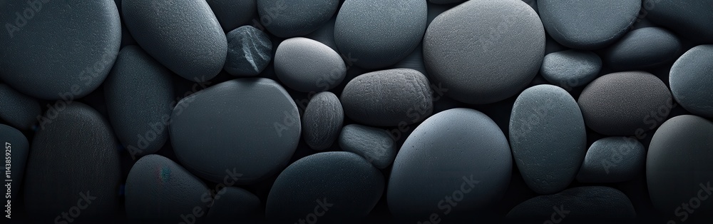 Poster smooth pebbles arranged in a textured pattern showcasing natural beauty and earth tones in a serene 