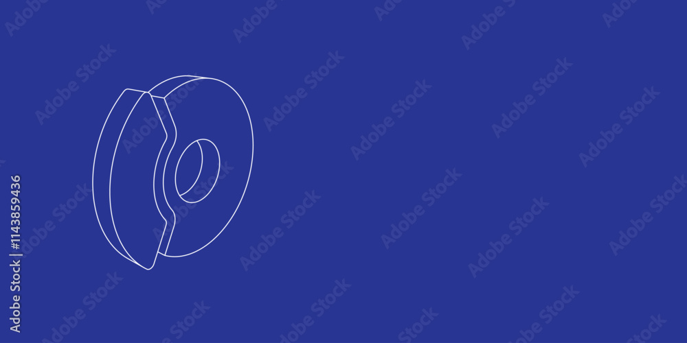 Poster the outline of a large auto brakes made of white lines on the left. 3d view of the object in perspec