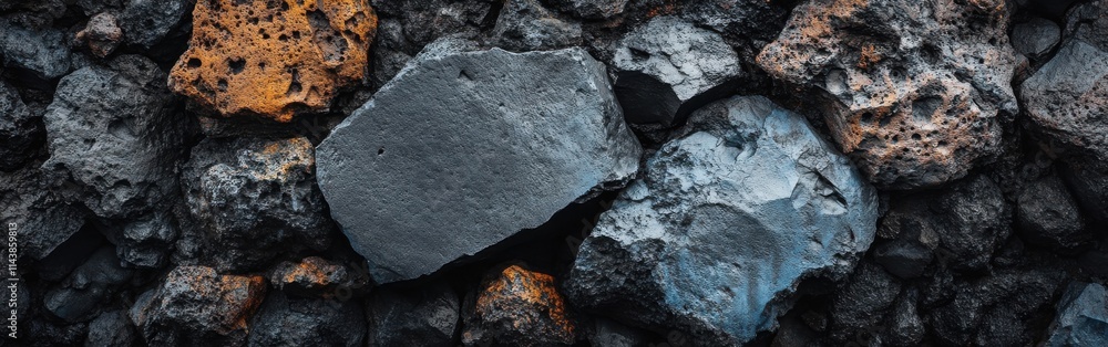 Poster textured volcanic rock background captures the unique formation and colors of natural materials in a