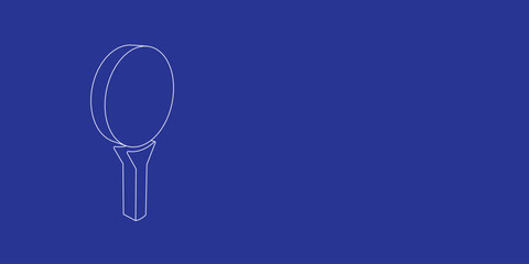 The outline of a large golf symbol made of white lines on the left. 3D view of the object in perspective. Vector illustration on indigo background