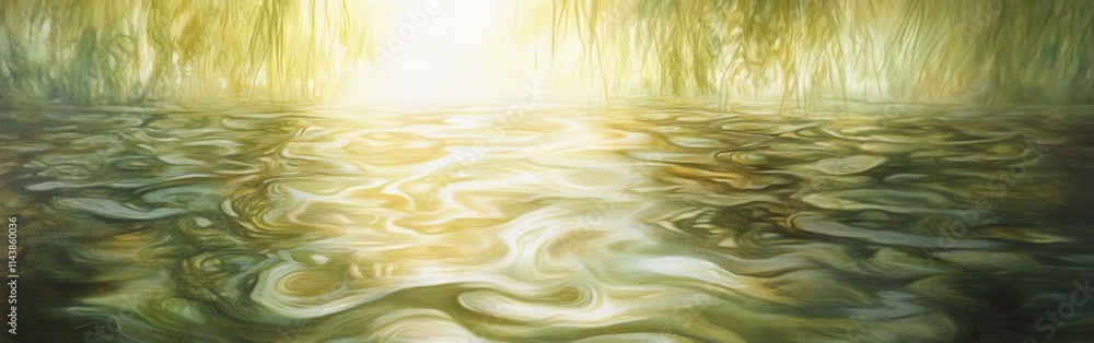 Aufkleber sunlight filtering through water creates mesmerizing reflections at the water's surface during a ser