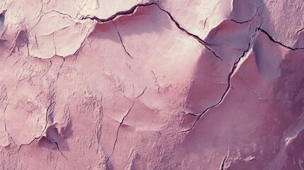 Fototapeta premium Textured Surface of Cracked Pink Clay Background for Creative Art Projects, Interior Design, and Abstract Artistic Expressions in Photography and Visual Media