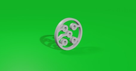 Isolated realistic white electrical board symbol front view with shadow. 3d illustration on green chroma key background