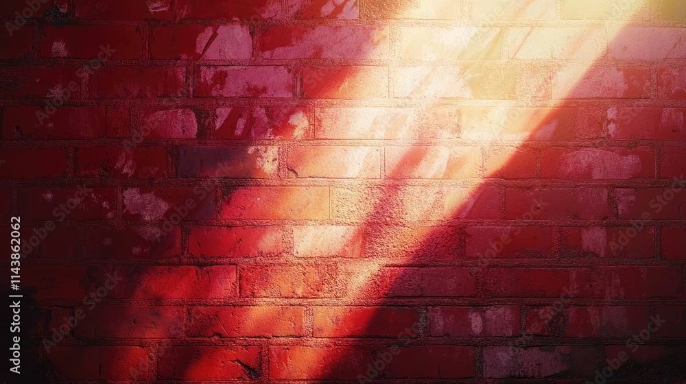 Aufkleber abstract red brick wall with soft light rays creating unique textures and shadows for urban or artis