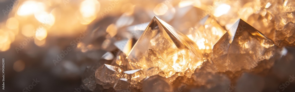 Aufkleber Macro view of intricate crystal structures shimmering with light in an elegant display of nature's geometric beauty
