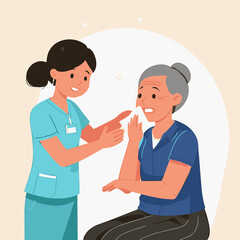 Caring Nurse Assists Elderly Patient Hygiene Demonstrating Compassionate Healthcare Palliative care